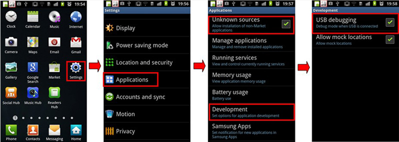 Enable USB debugging on Android device